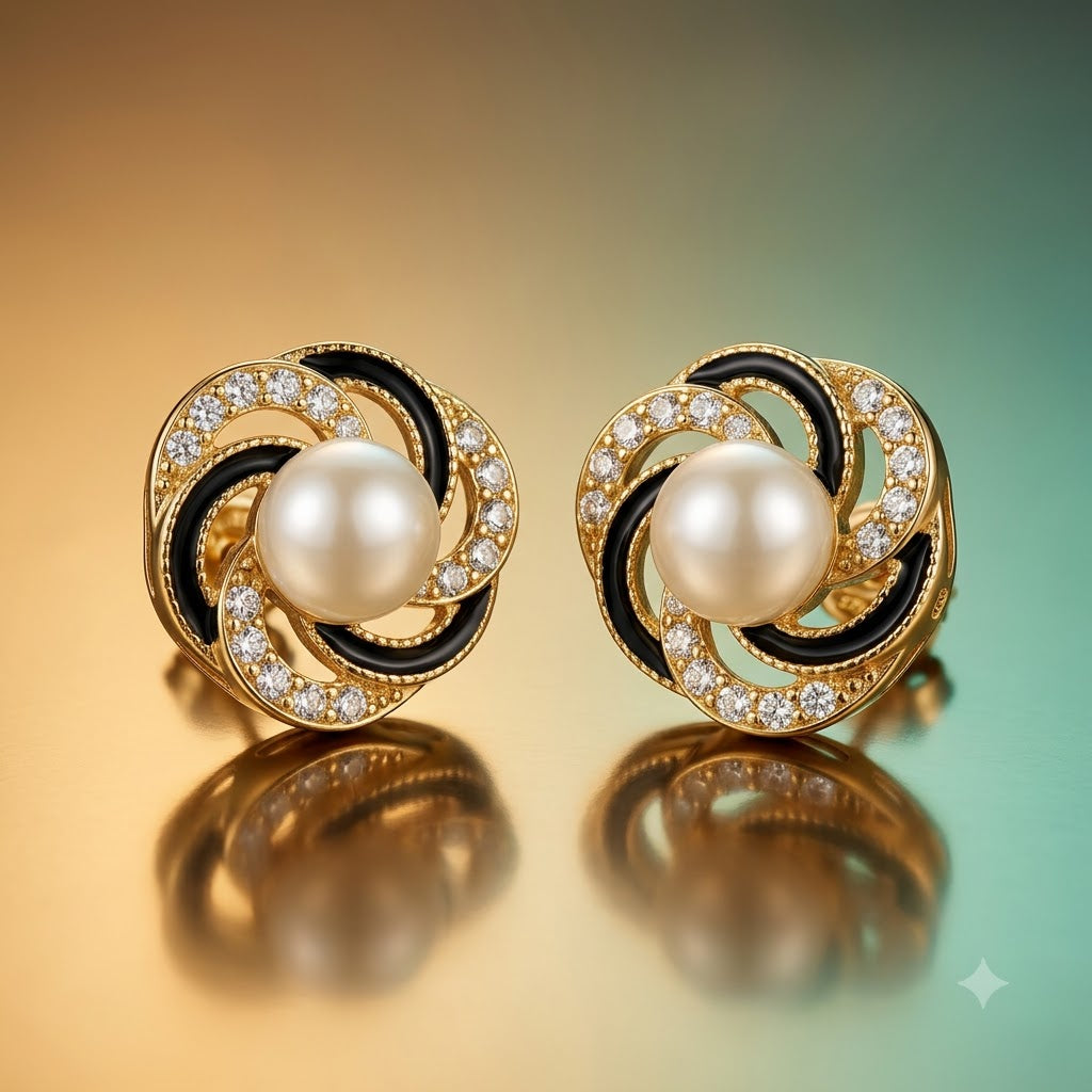 Pearl Swirl Stud Earrings