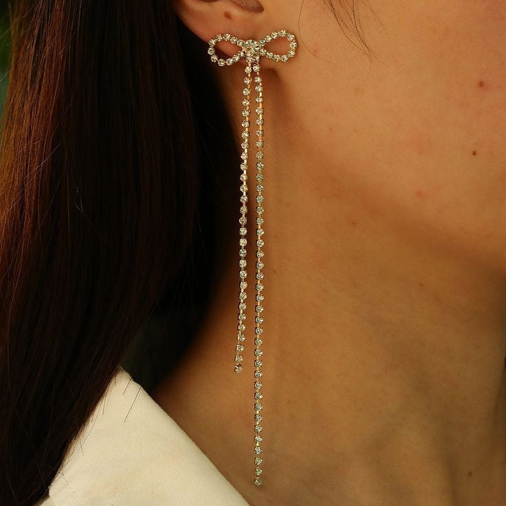 Crystal Bow Cascade Earrings