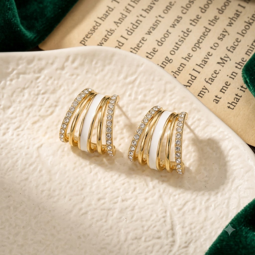 Ivory Luxe Crystal Hoop Earrings
