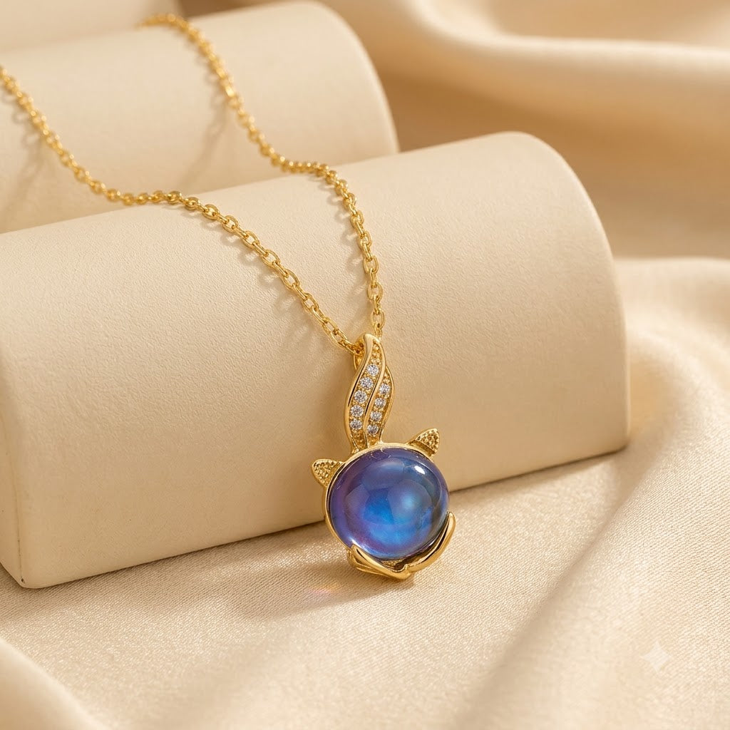 Luna Glow Opal Rabbit Necklace