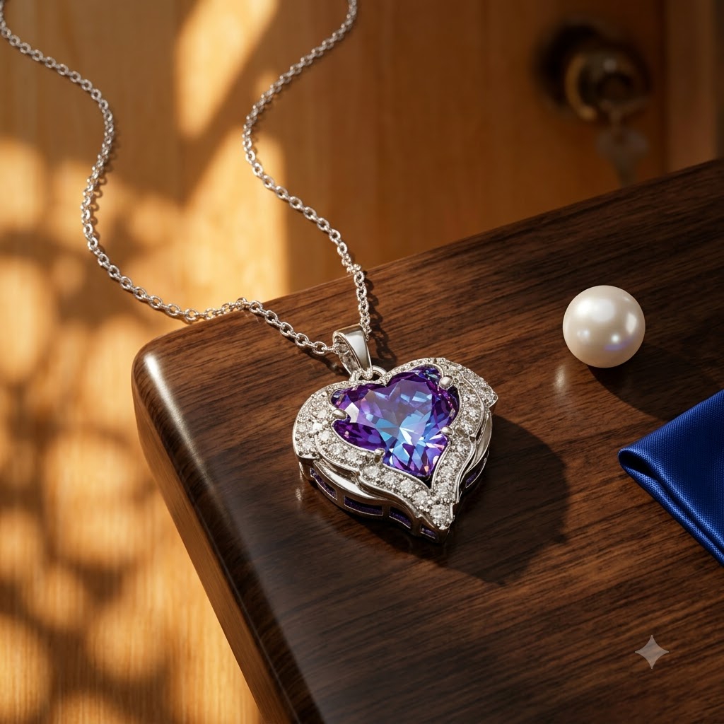 Amethyst Heart Radiance Pendant Necklace