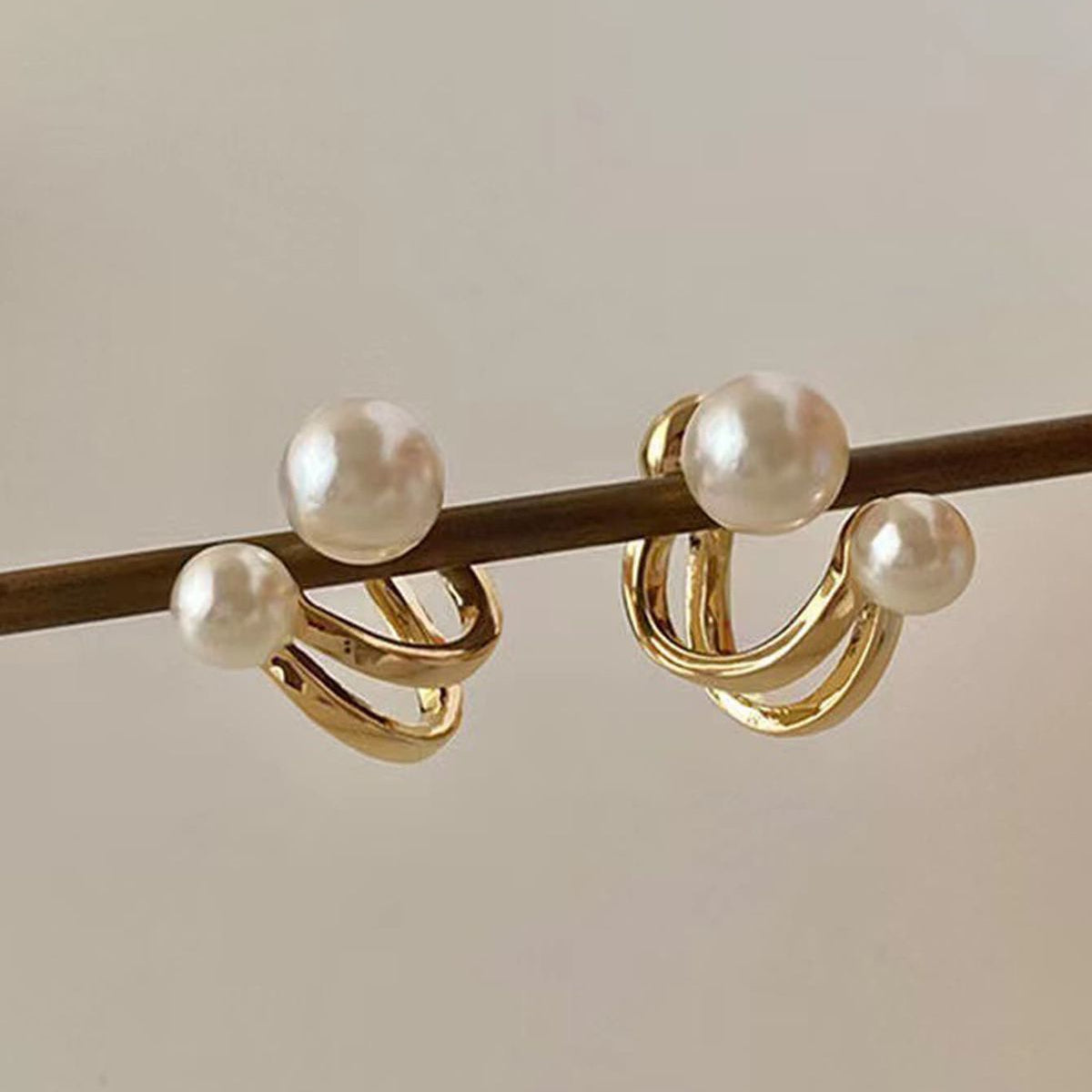 Twin Pearl Orbit Earrings