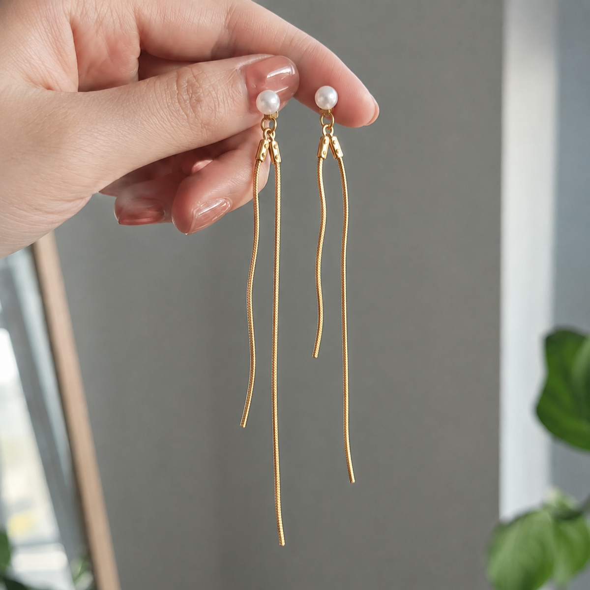 Pearl Whisper Chain Earrings