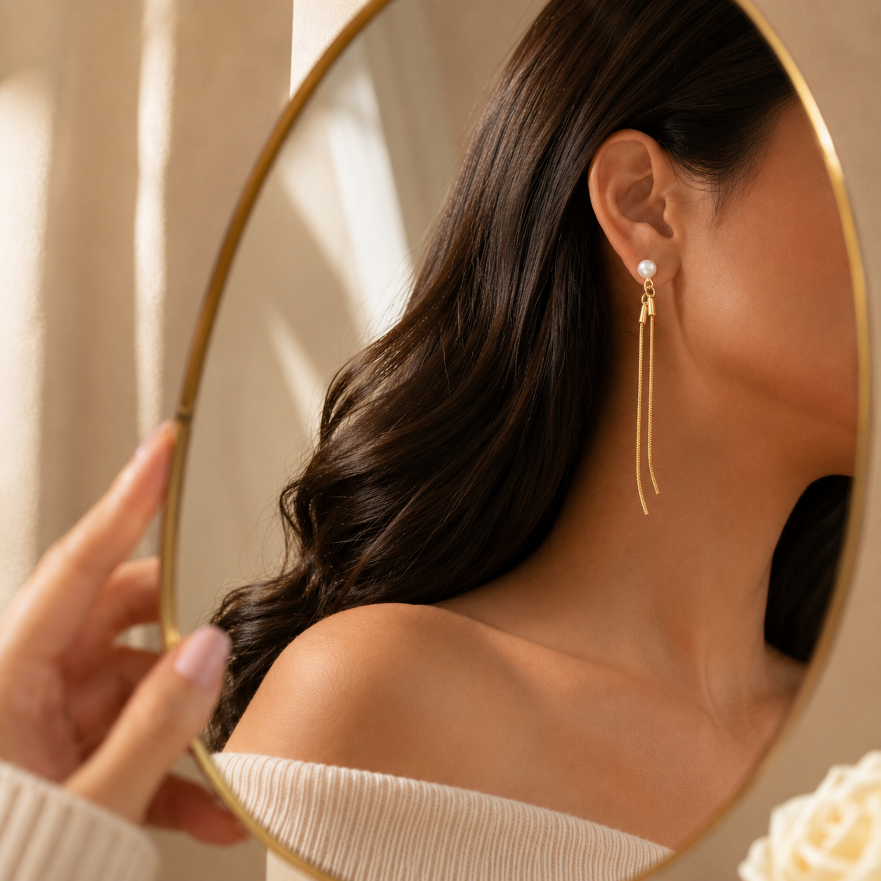 Pearl Whisper Chain Earrings