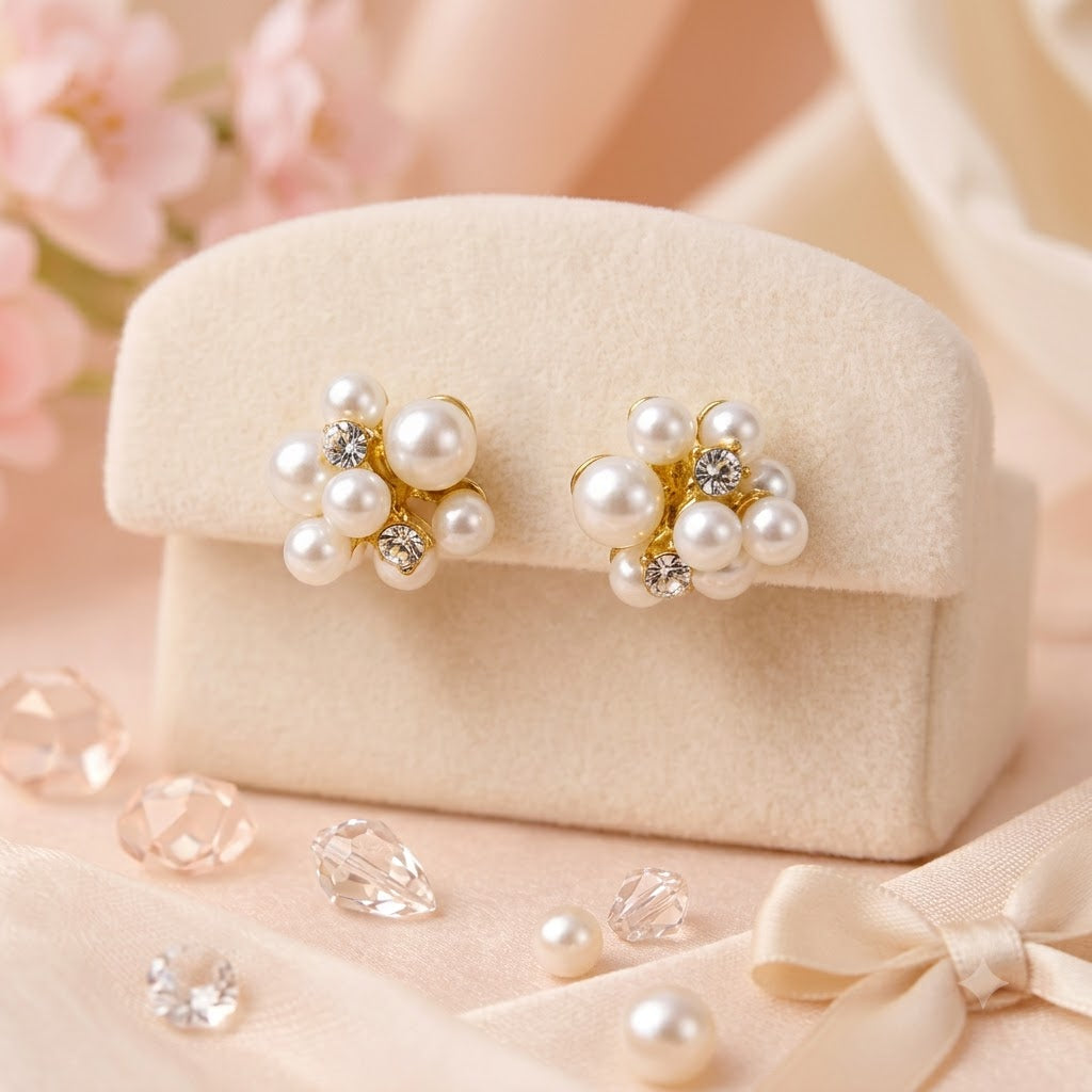 Pearl Blossom Crystal Earrings