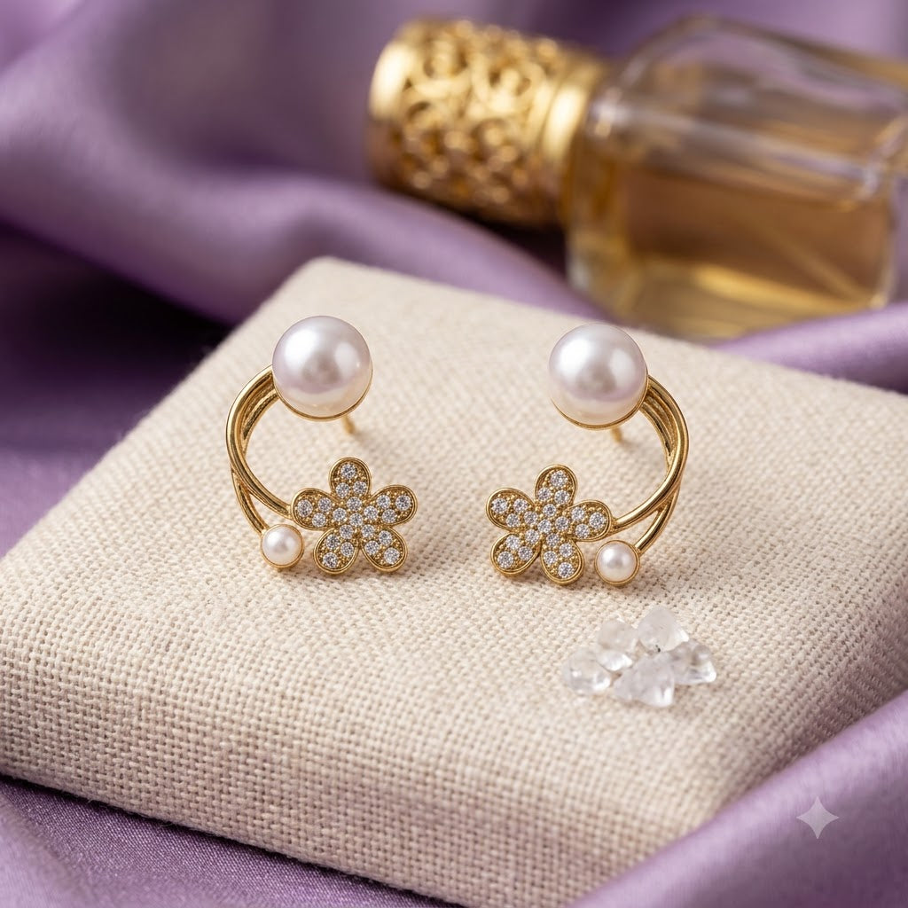 Pearl Crystal Wrap Earrings