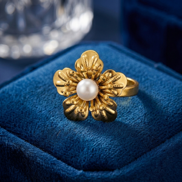 Flora Pearl Blossom Adjustable Ring