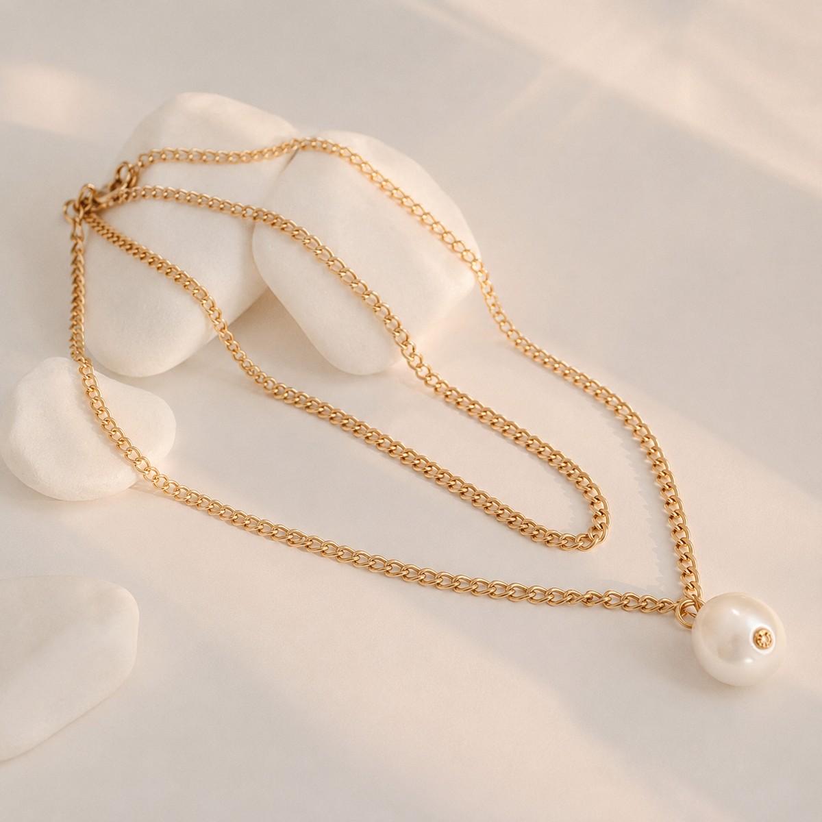 Luna Pearl Pendant Layered Necklace
