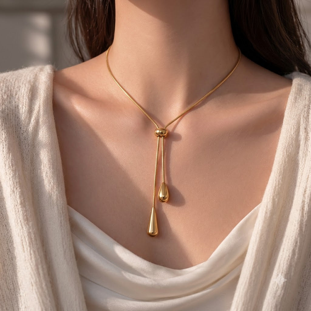 Lustre Drop Adjustable Slider Necklace