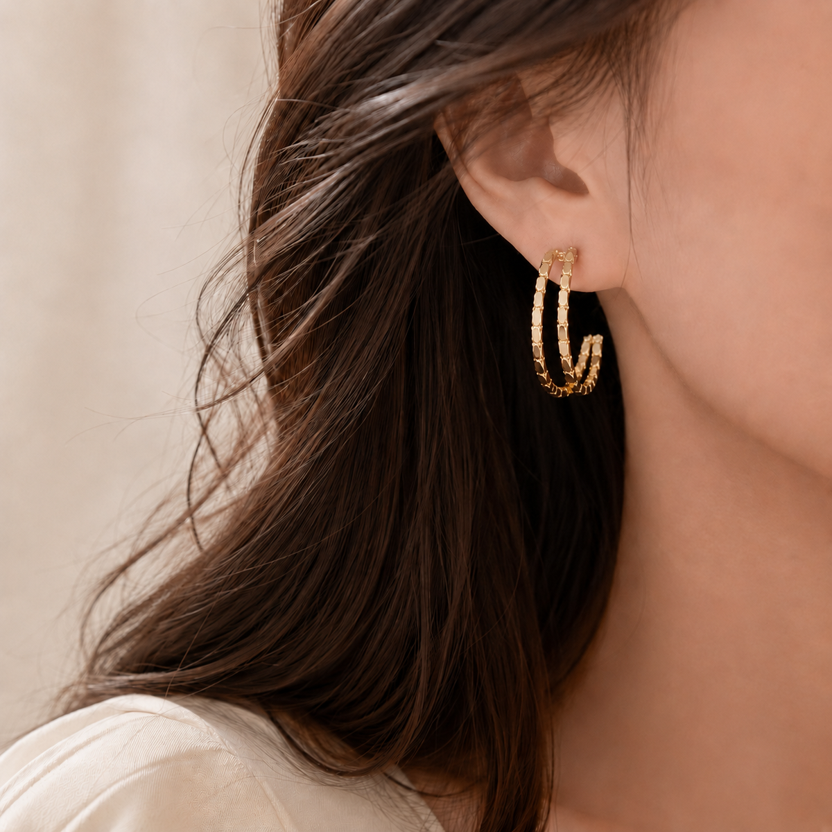 Aurelia Slim Textured Hoop Earrings