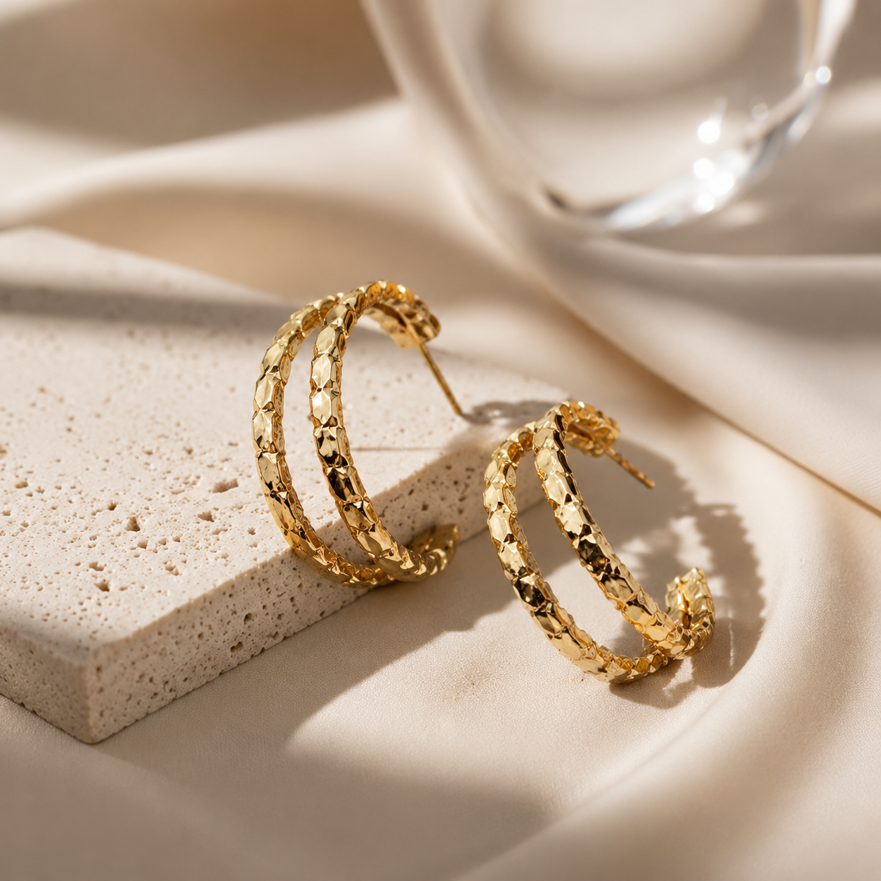 Aurelia Slim Textured Hoop Earrings