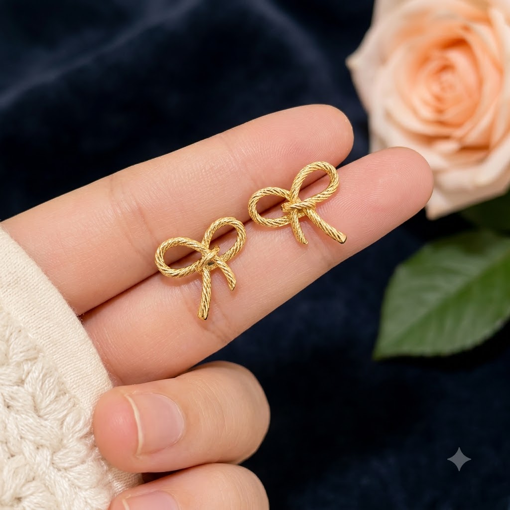 Golden Bow Knot Earrings