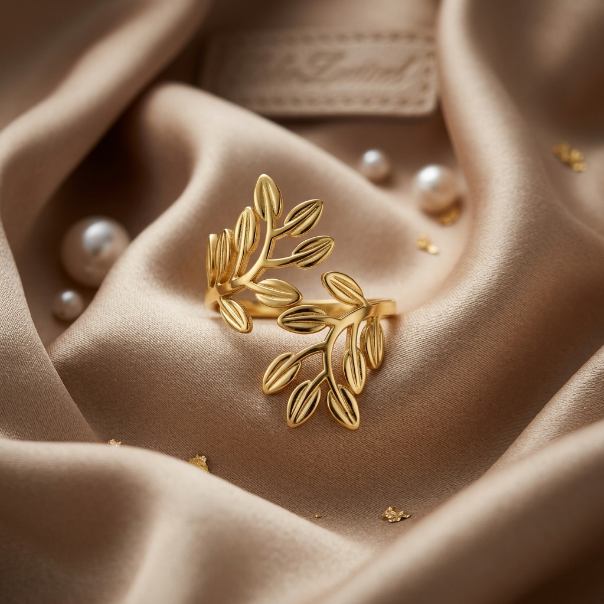 Olivelle Leaf Adjustable Ring