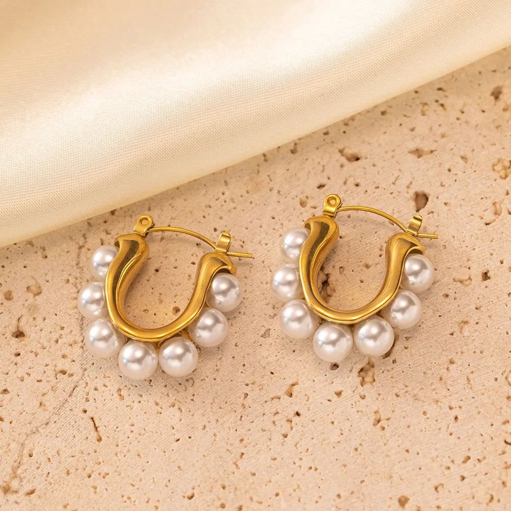 Pearl Halo Hoop Earrings