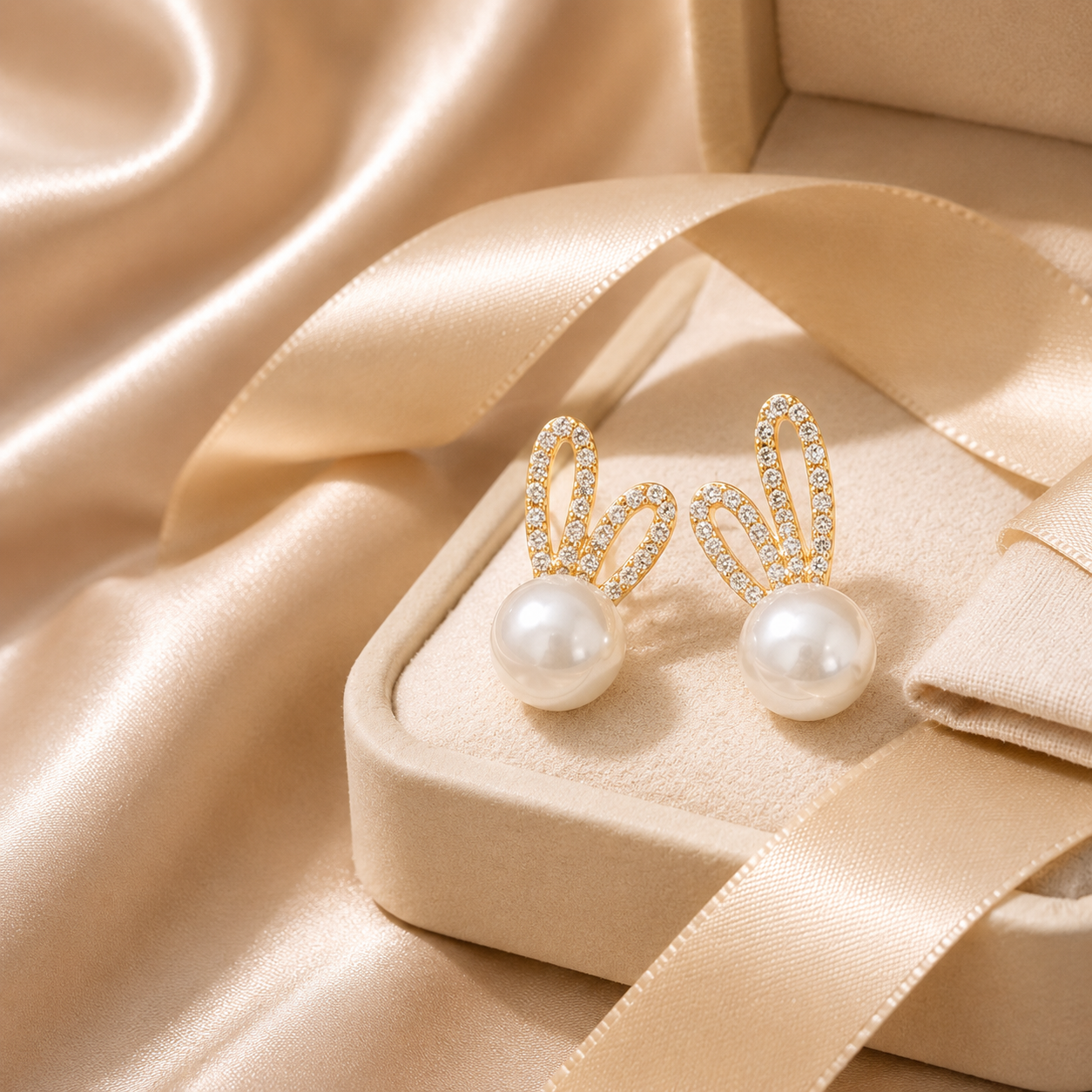 Pearl Bunny Spark Stud Earrings