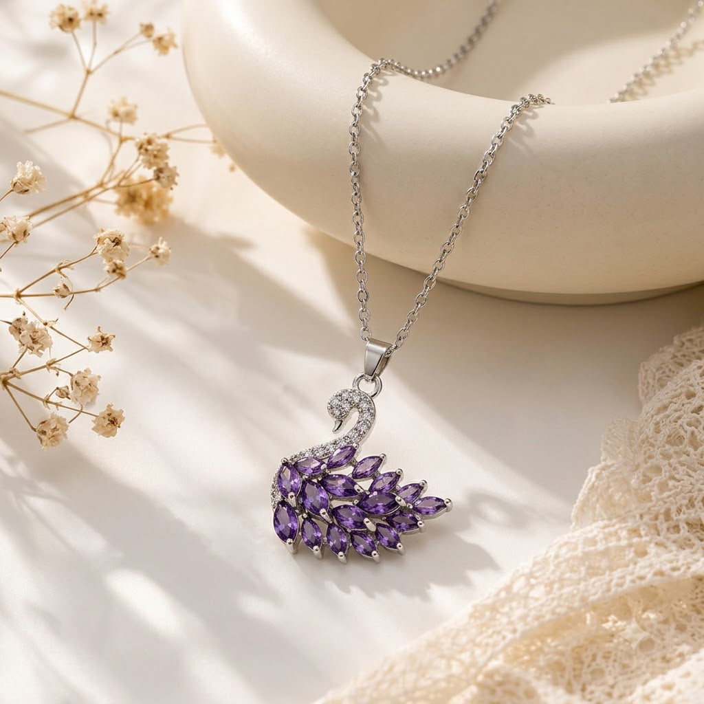 Royal Amethyst Swan Necklace