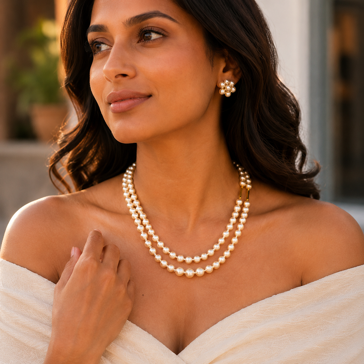 Imperial Pearl Cascade Necklace & Earrings Set