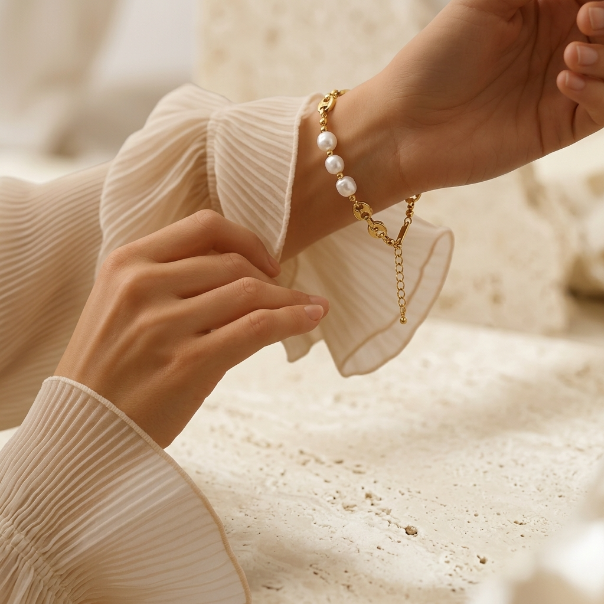 Aurora Baroque Pearl Charm Bracelet