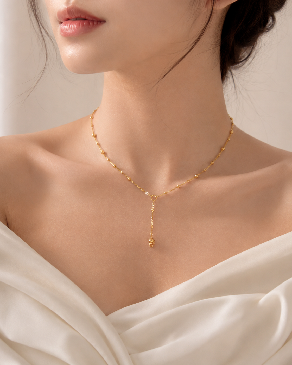 Golden Orbit Y-Chain Necklace