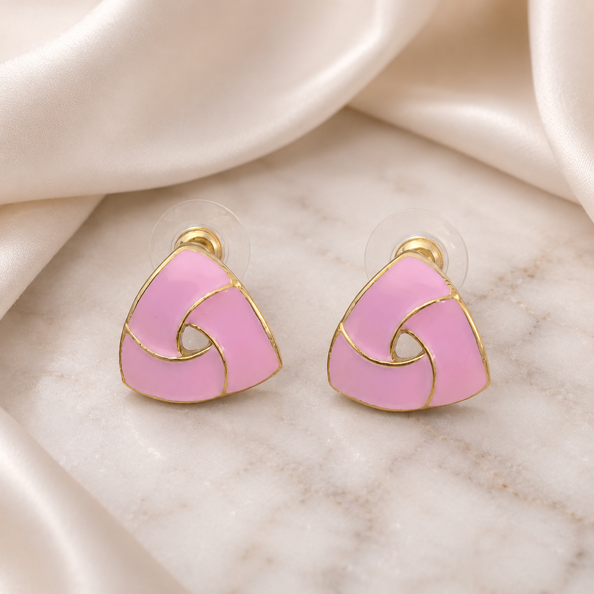 Blush Twist Enamel Stud Earrings