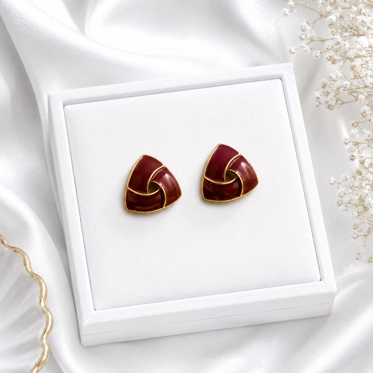 Ruby Arc Enamel Stud Earrings