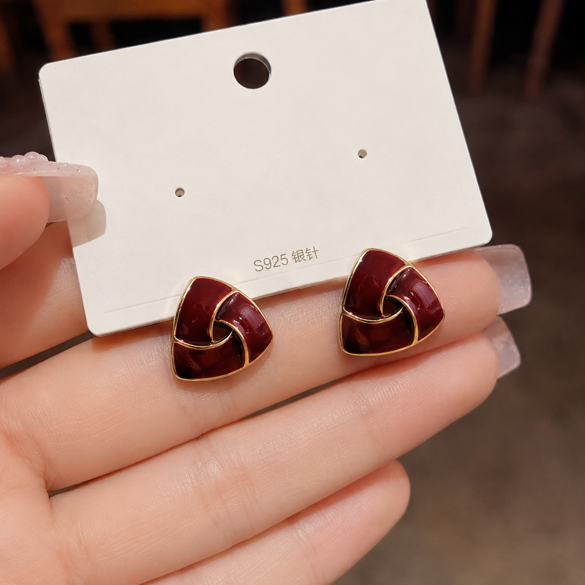 Ruby Arc Enamel Stud Earrings
