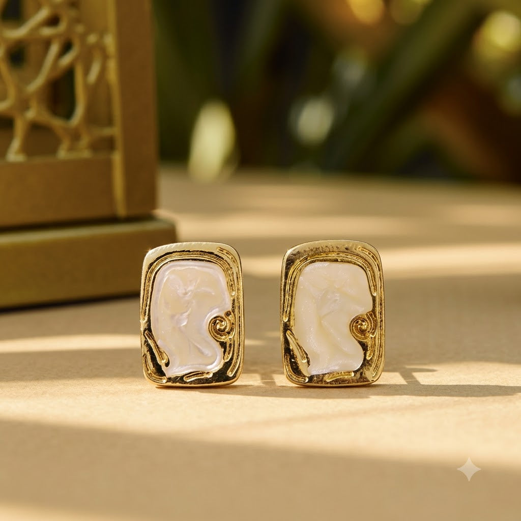 Ivory Cameo Elegance Earrings