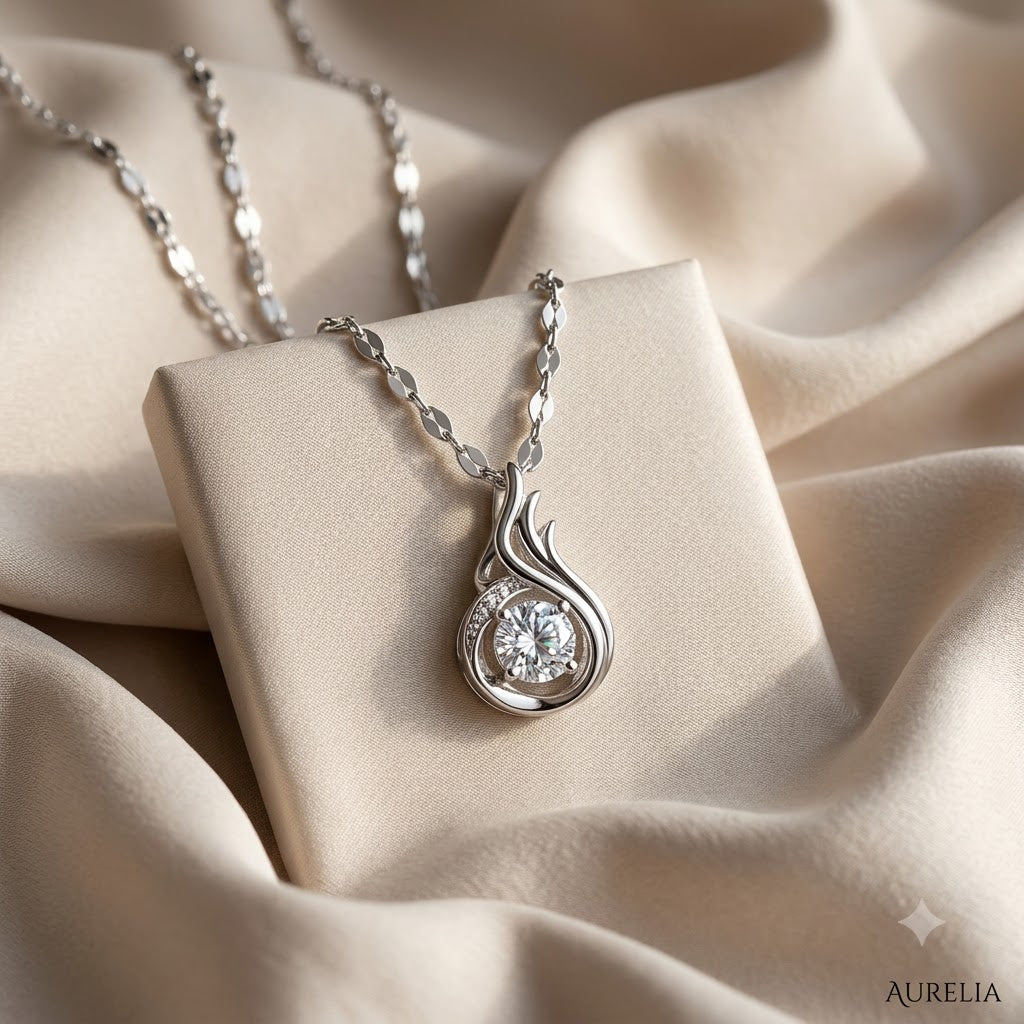 Celestial Flame Crystal Pendant Necklace