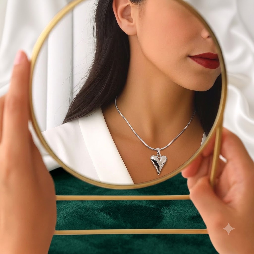 Luna Heart Silver Pendant Necklace