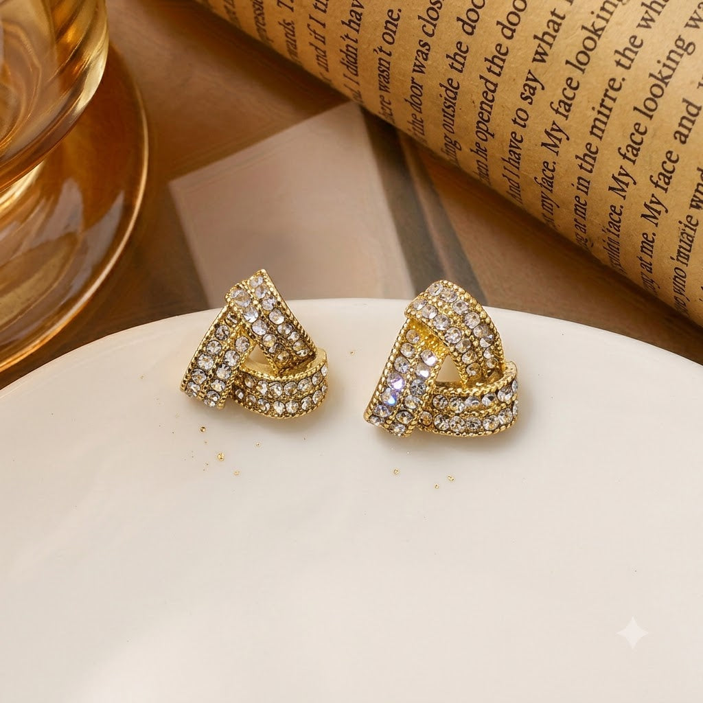 Aurora Criss-Cross Crystal Stud Earrings
