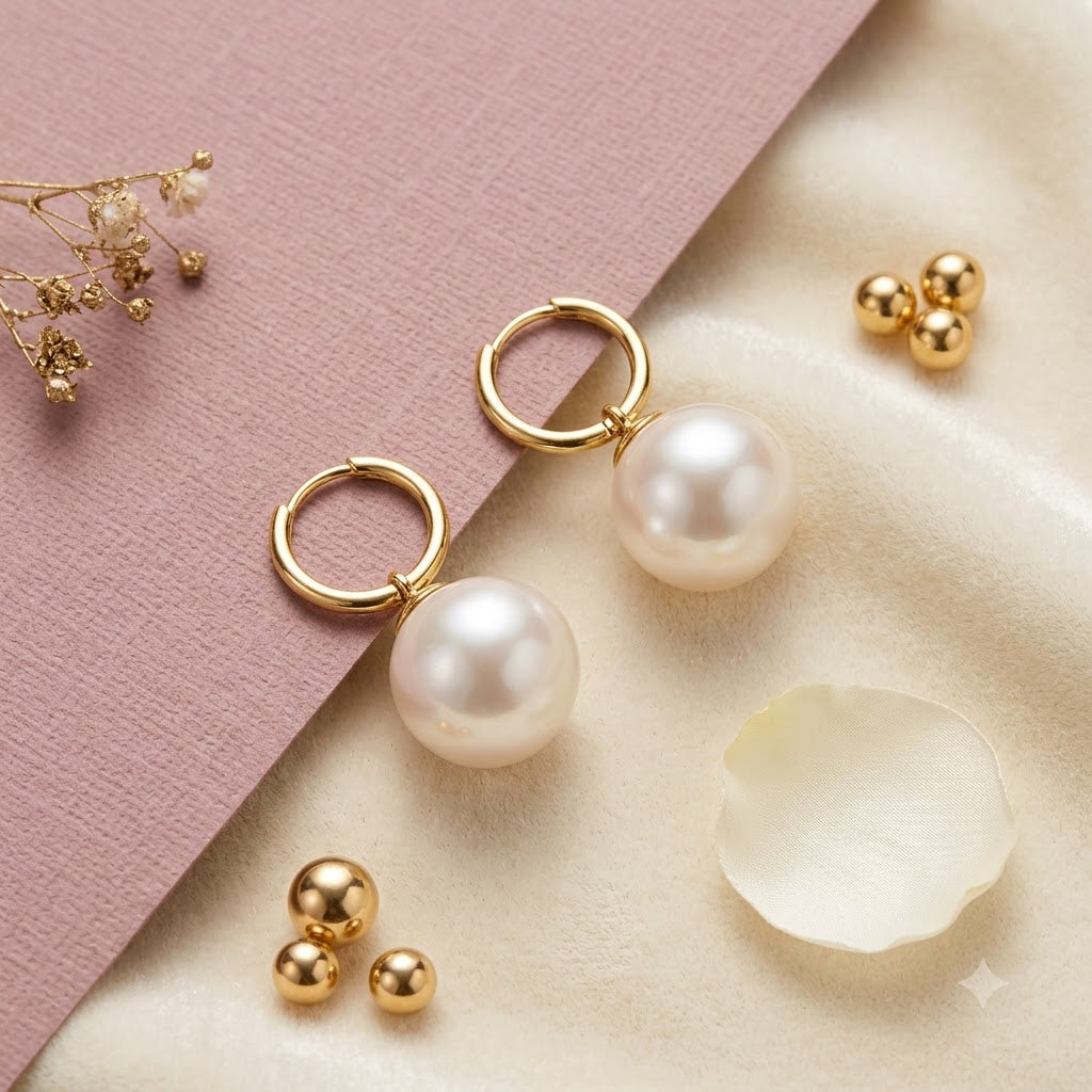 Luna Pearl Huggie Earrings