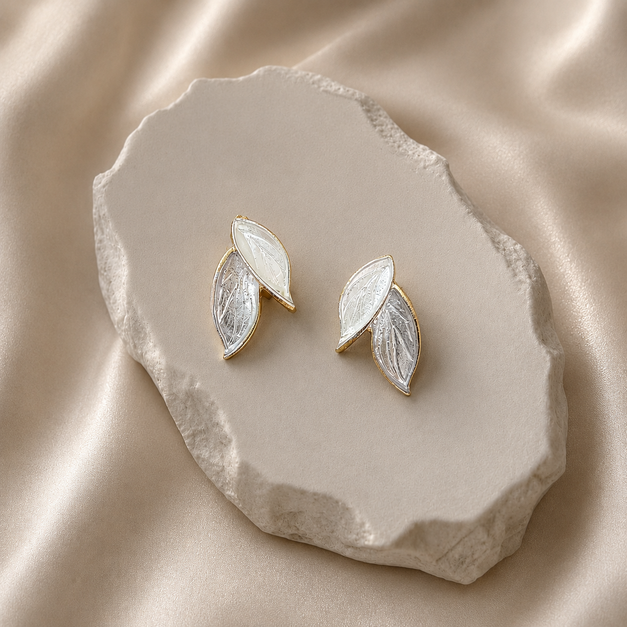 Silver Leaf Whisper Stud Earrings