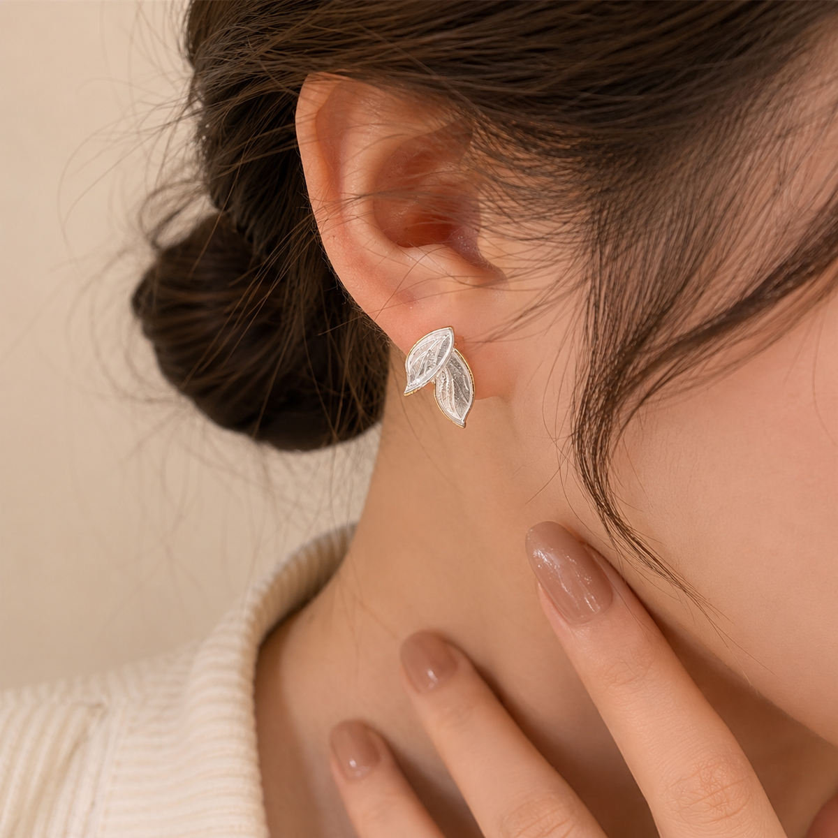 Silver Leaf Whisper Stud Earrings