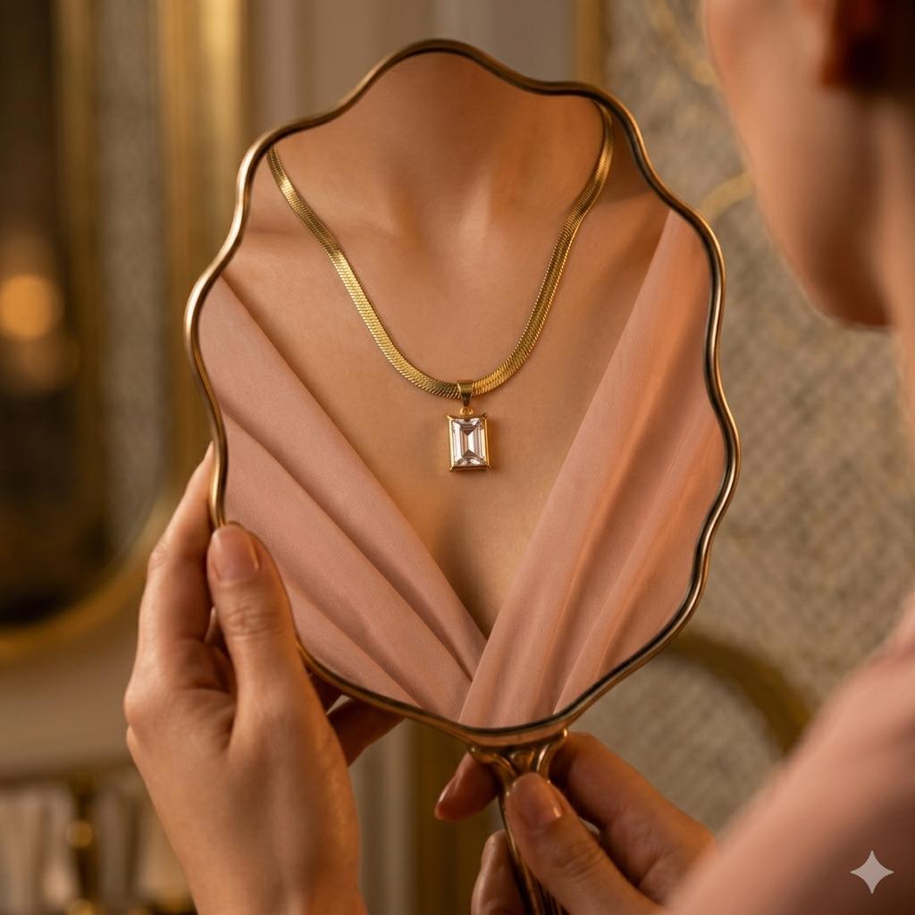 Celeste Emerald Cut Pendant Necklace