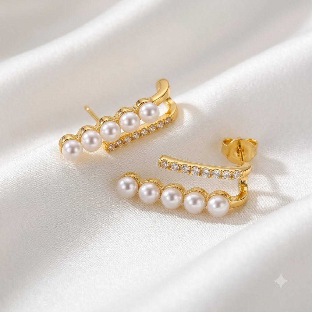 Pearl Duo Ear Cuff Earrings