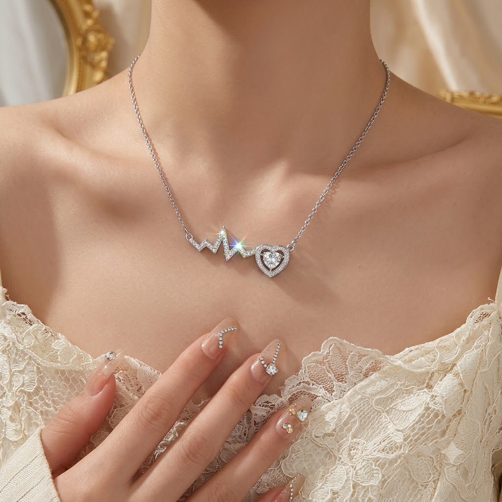 Heartbeat Crystal Heart Necklace