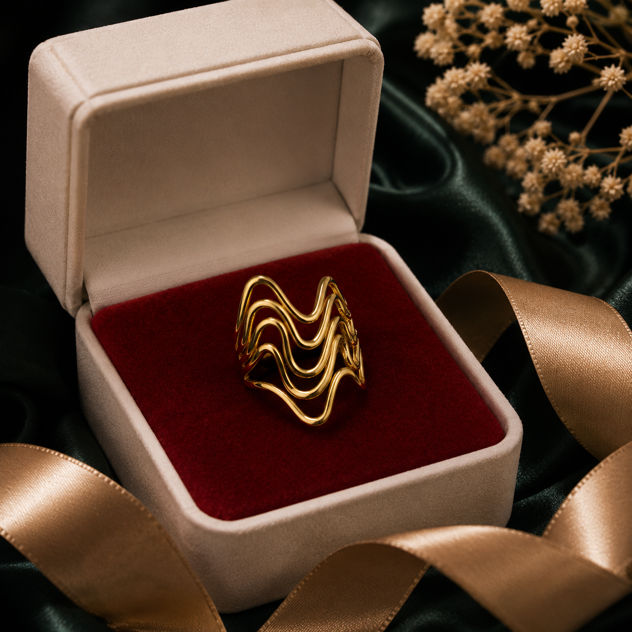 Aurora Wave Adjustable Ring