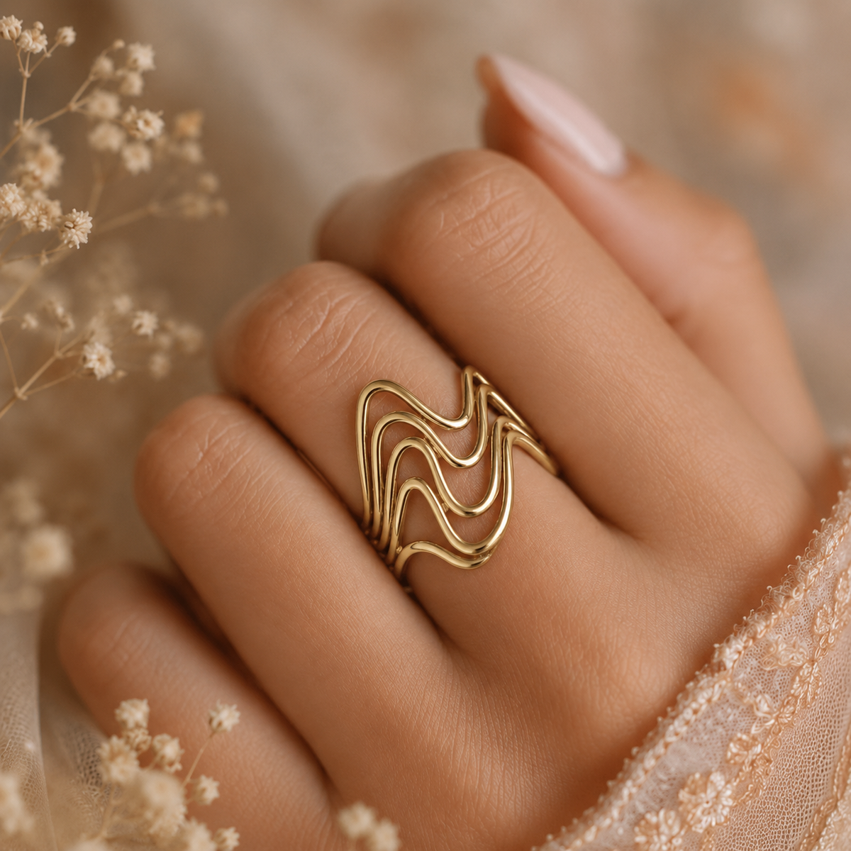 Aurora Wave Adjustable Ring